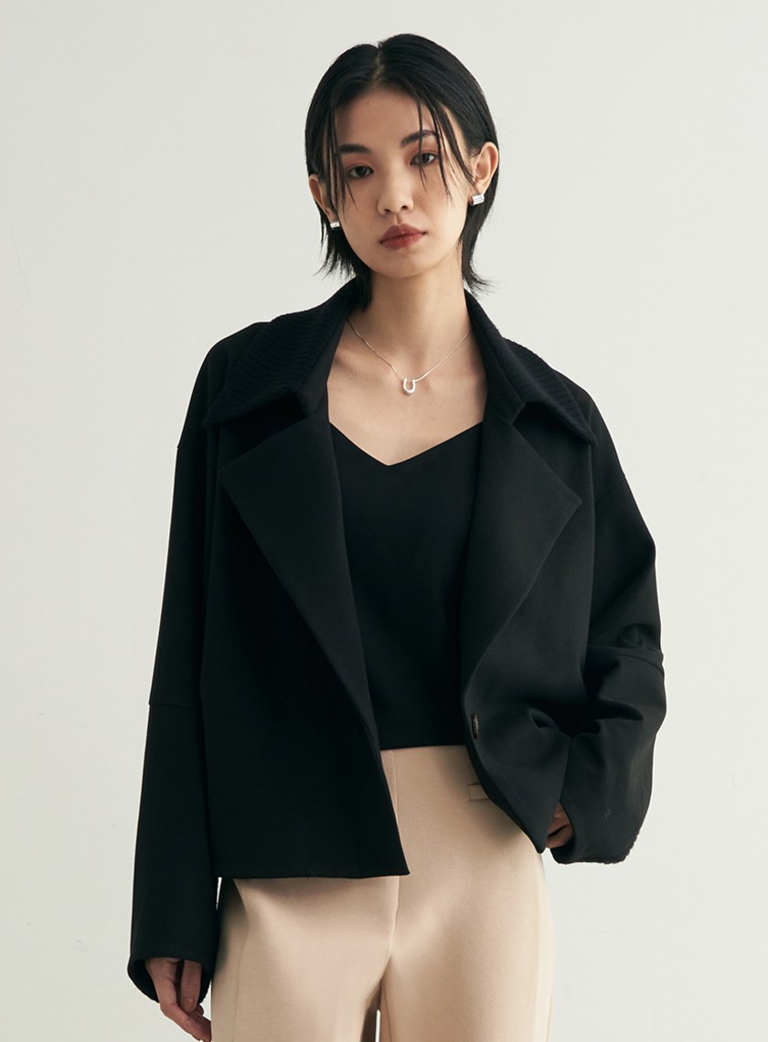 個性異材質拼接休閒外套
